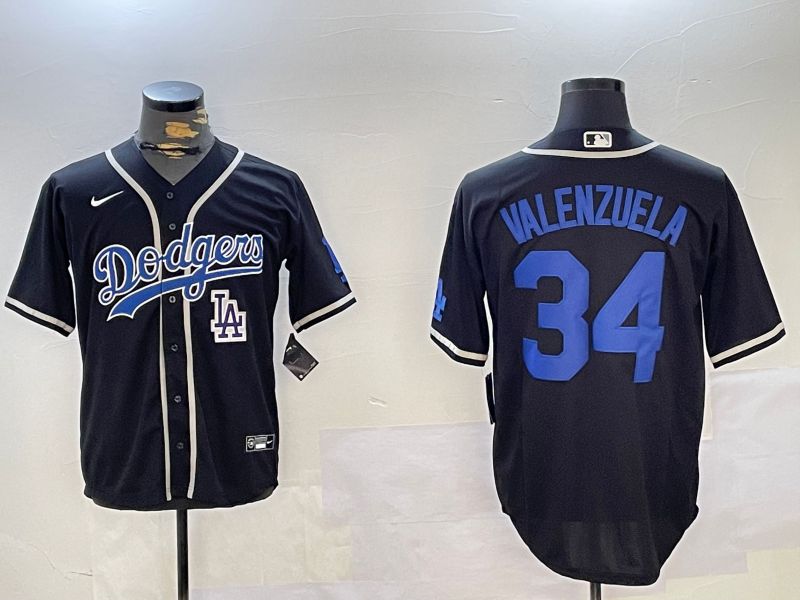 Men Los Angeles Dodgers 34 Valenzuela Black Game 2024 Nike MLB Jersey style 11205